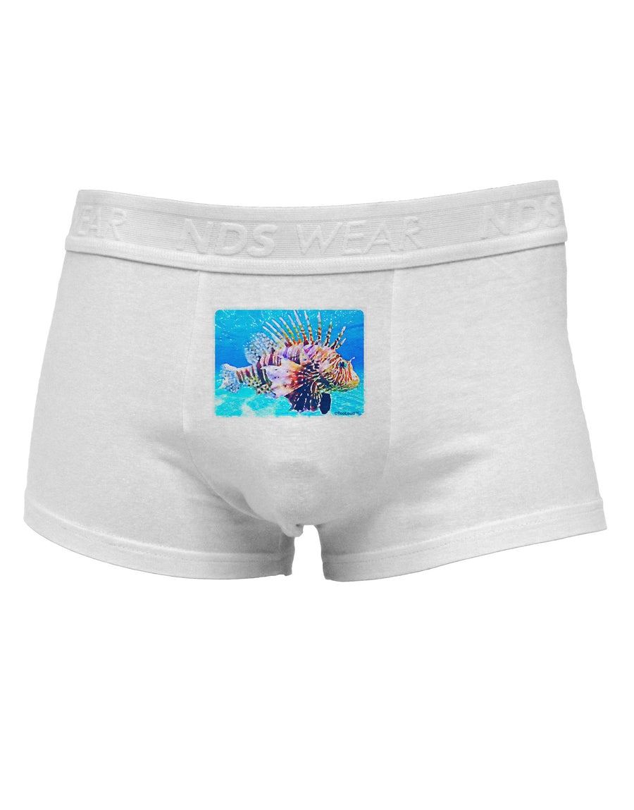 Lionfish in Watercolor Mens Cotton Trunk Underwear by NDS Wear-Men's Trunk Underwear-NDS Wear-White-Small-Davson Sales