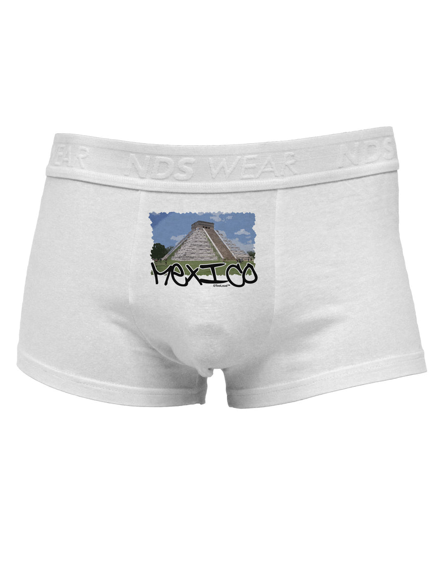 Mexico - Mayan Temple Cut-out Mens Cotton Trunk Underwear-Men's Trunk Underwear-NDS Wear-White-Small-Davson Sales