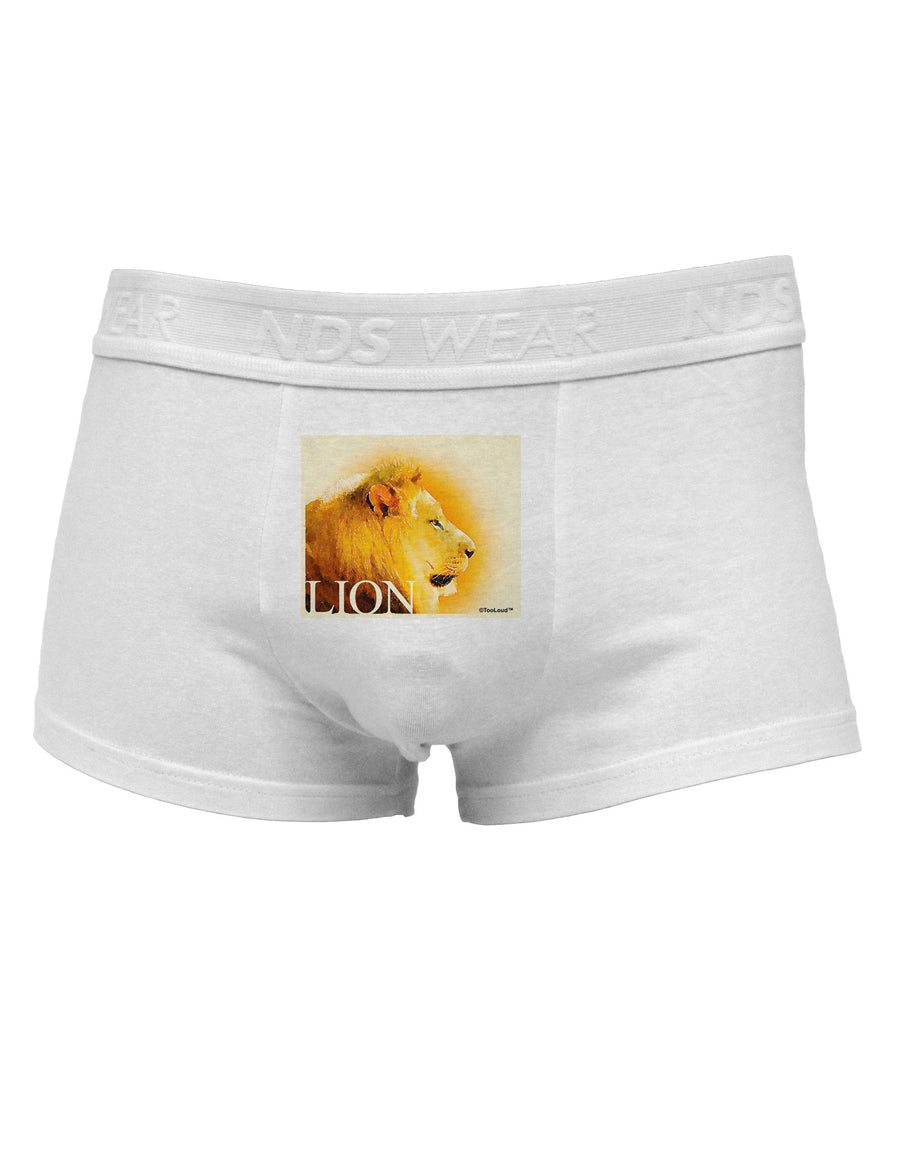 Lion Watercolor 3 Text Mens Cotton Trunk Underwear-Men's Trunk Underwear-NDS Wear-White-Small-Davson Sales