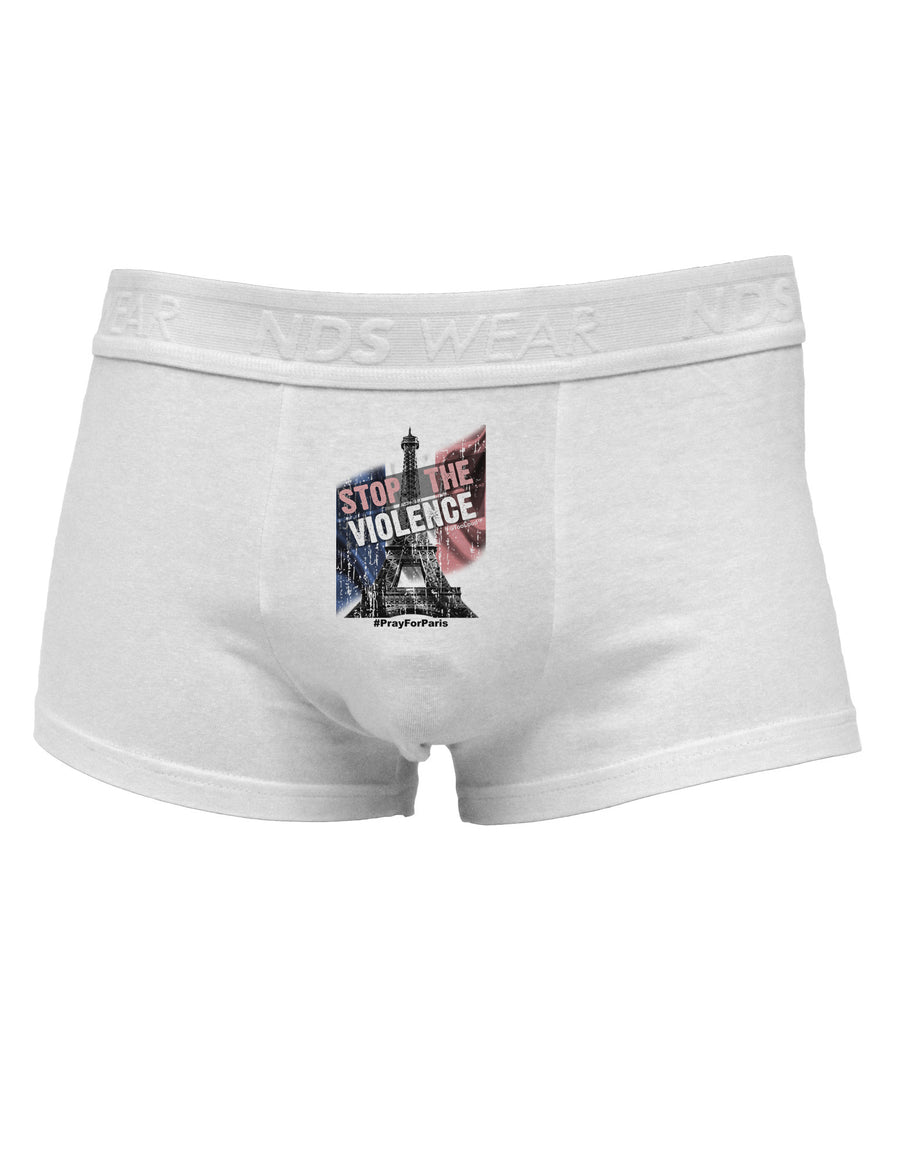 Distressed Paris Stop The Violence Mens Cotton Trunk Underwear-Men's Trunk Underwear-NDS Wear-White-Small-Davson Sales