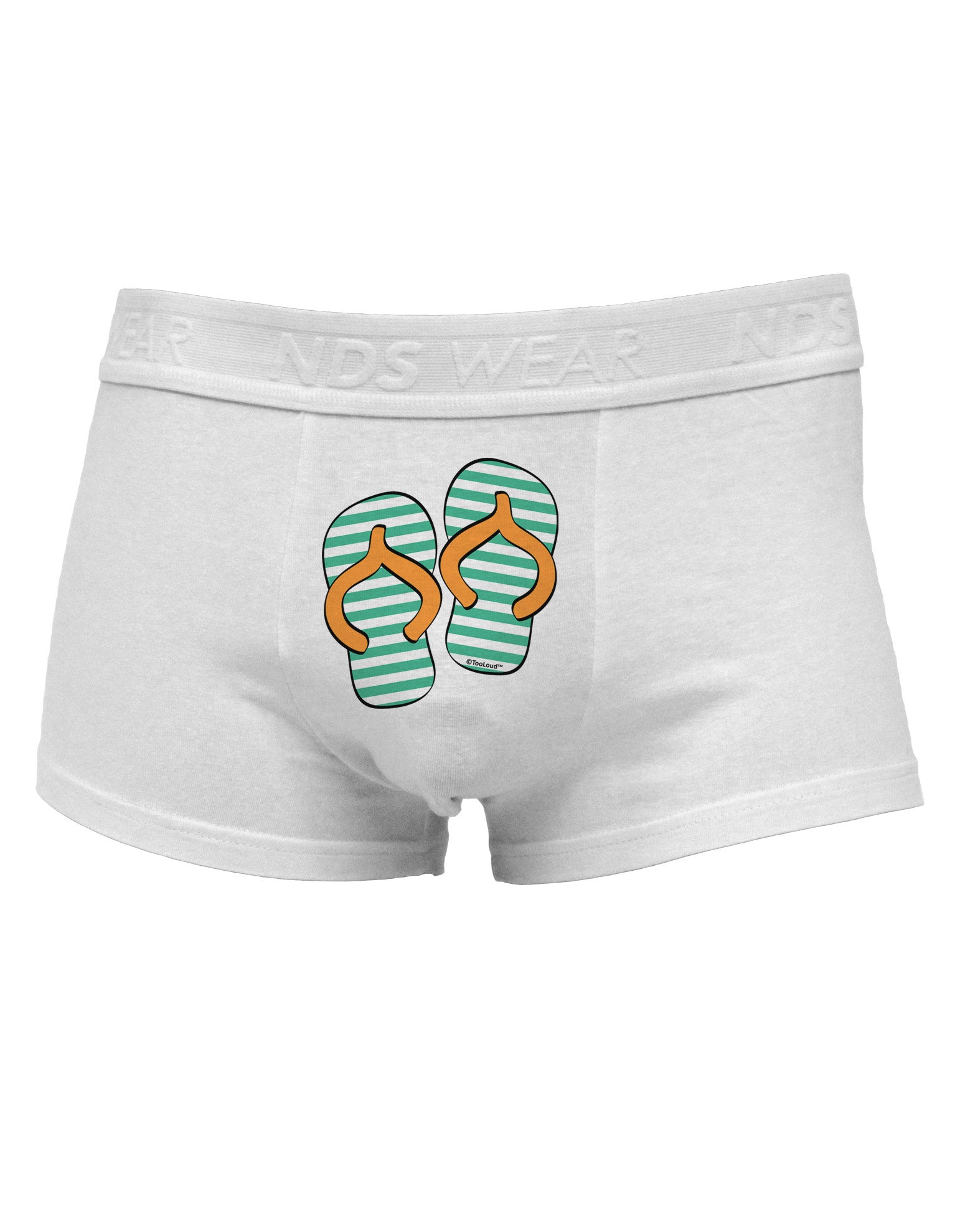 Striped Flip Flops - Teal and Orange Mens Cotton Trunk Underwear-Men's Trunk Underwear-NDS Wear-White-Small-Davson Sales