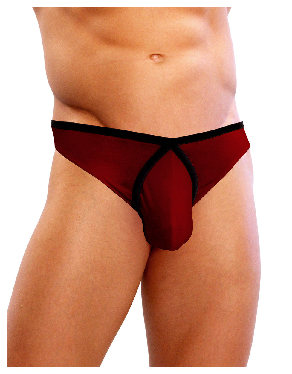 Mens Modal Viscose Pouch Thong Underwear-NDS Wear-Burgundy with Black-Small-Davson Sales