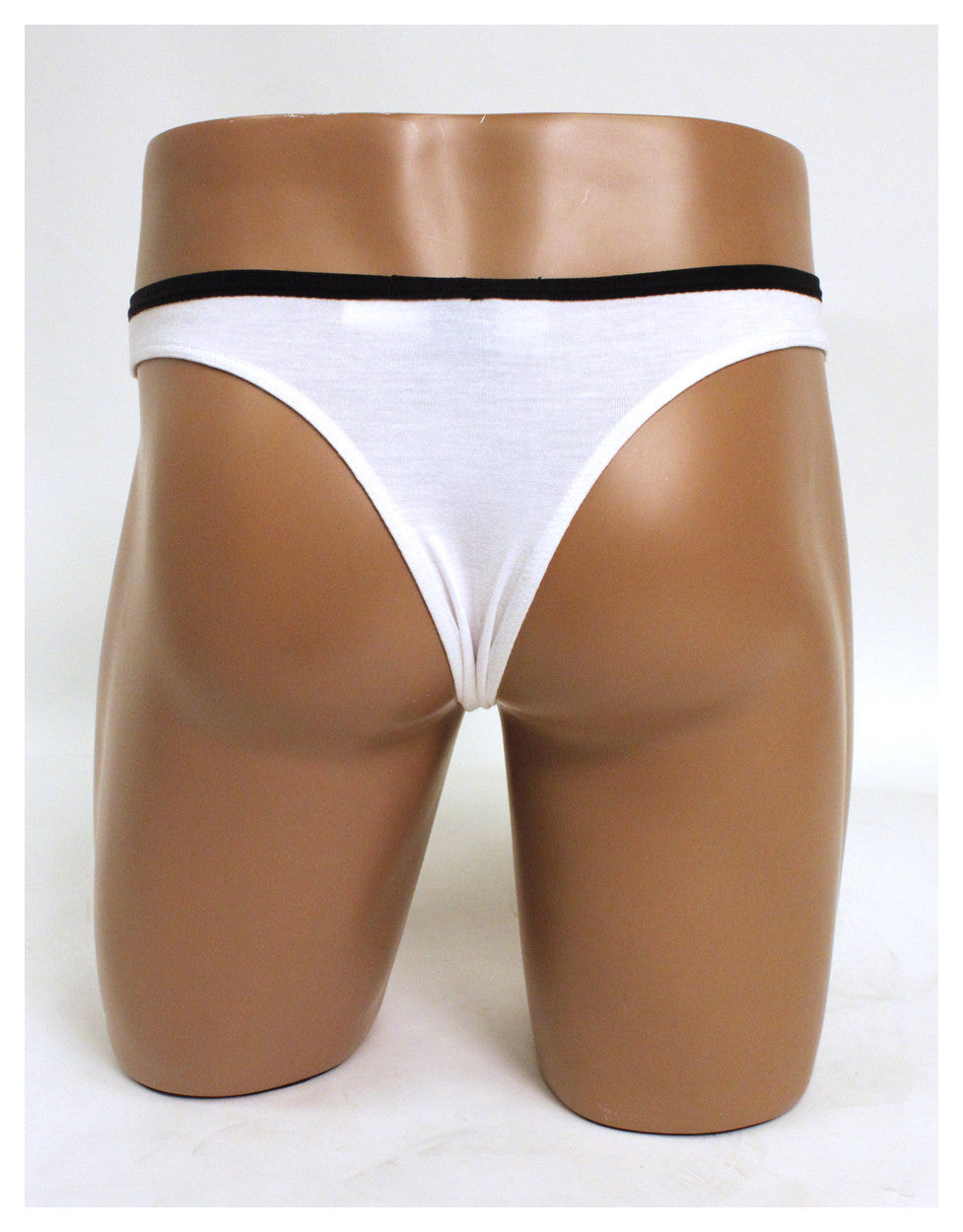 Mens Modal Viscose Pouch Thong Underwear-NDS Wear-White with Black-Small-Davson Sales