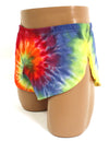 Rainbow Tie Dye Spiral Adult Side Split Shorts-mens shorts-NDS Wear-Rainbow-Spiral-Small-Davson Sales