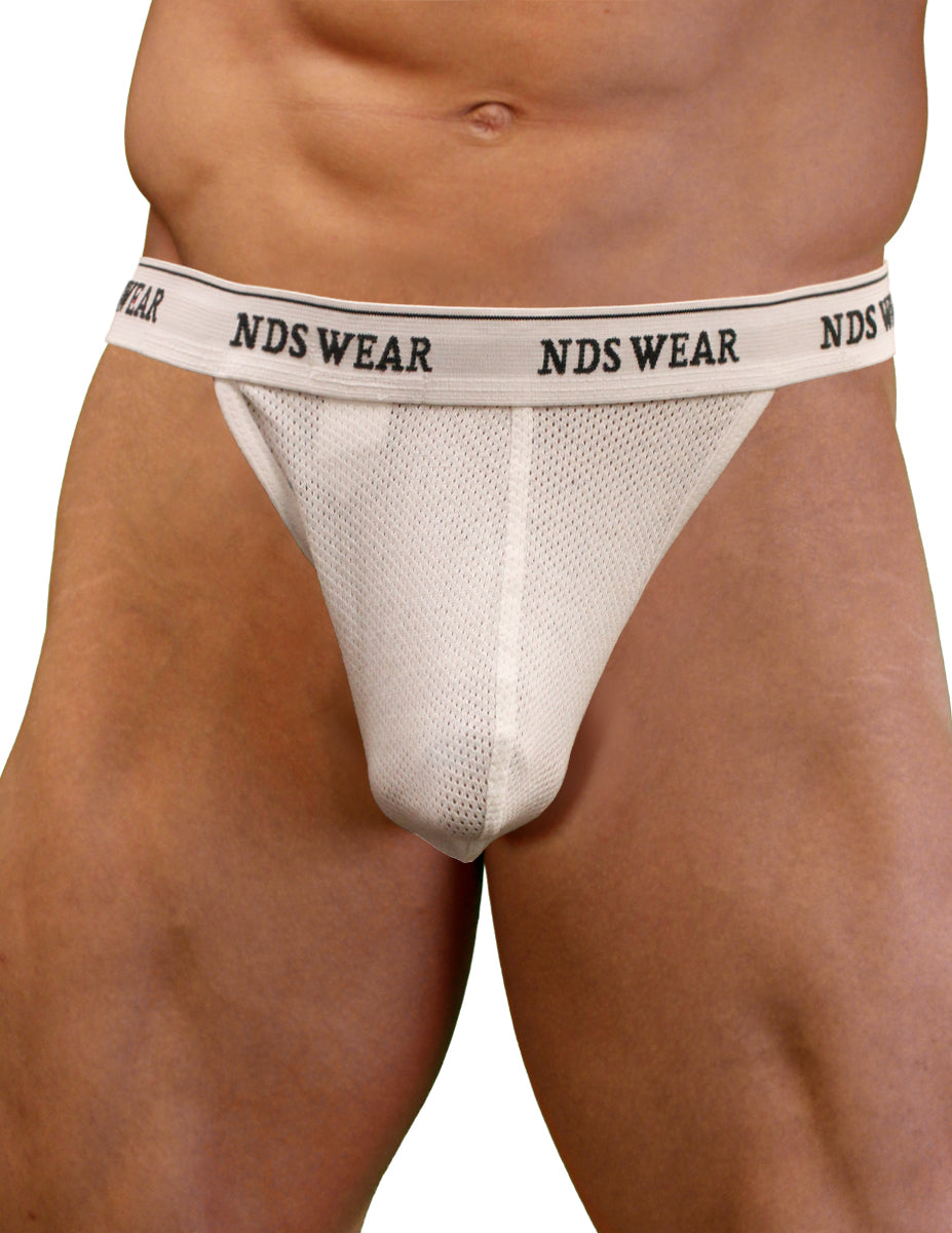 NDS Wear Mens Cotton Mesh Brazilian Thong-NDS Wear-White-Small-Davson Sales