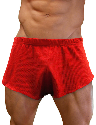 NDS Wear Mens Cotton Mesh Side Split Short-Mens shorts-NDS Wear-Red-Small-Davson Sales