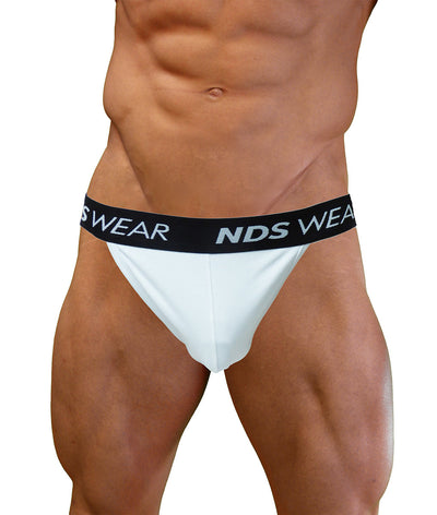 Men's Sports Brief String Bikini Underwear by NDS Wear-Underwear-NDS Wear-White-with-Black-Small-26-28-Davson Sales