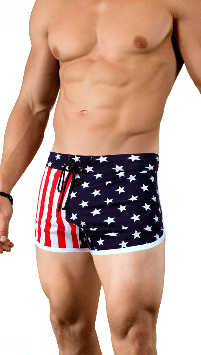 Men's American Flag Retro Running Short USA Flag