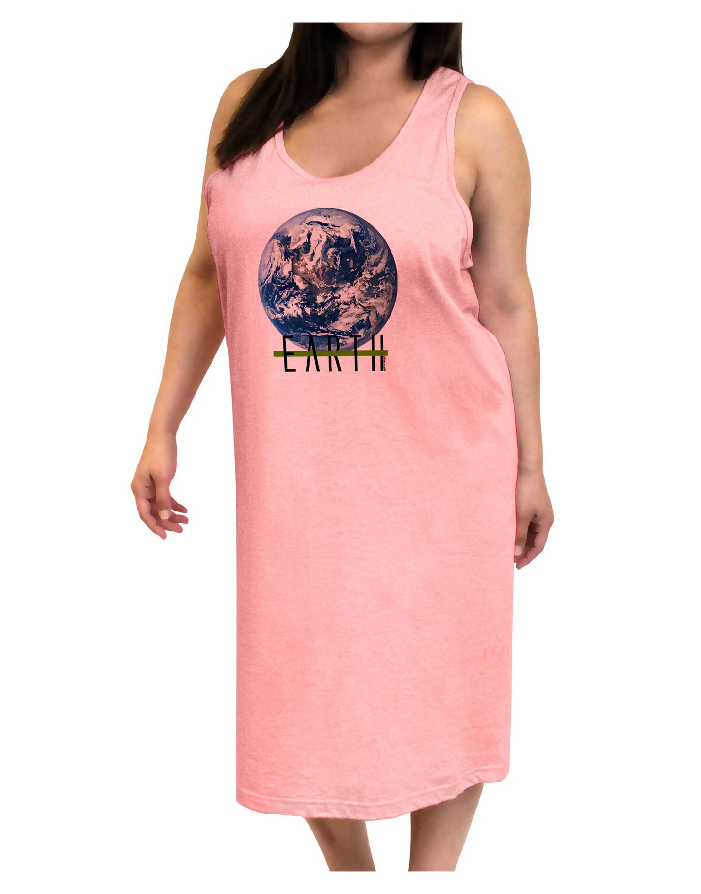 Planet Earth Text Adult Tank Top Dress Night Shirt-Night Shirt-TooLoud-Pink-One-Size-Adult-Davson Sales