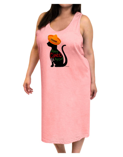 Happy Cinco de Meow - Cinco de Mayo Cat Adult Tank Top Dress Night Shirt by TooLoud-Night Shirt-TooLoud-Pink-One-Size-Adult-Davson Sales