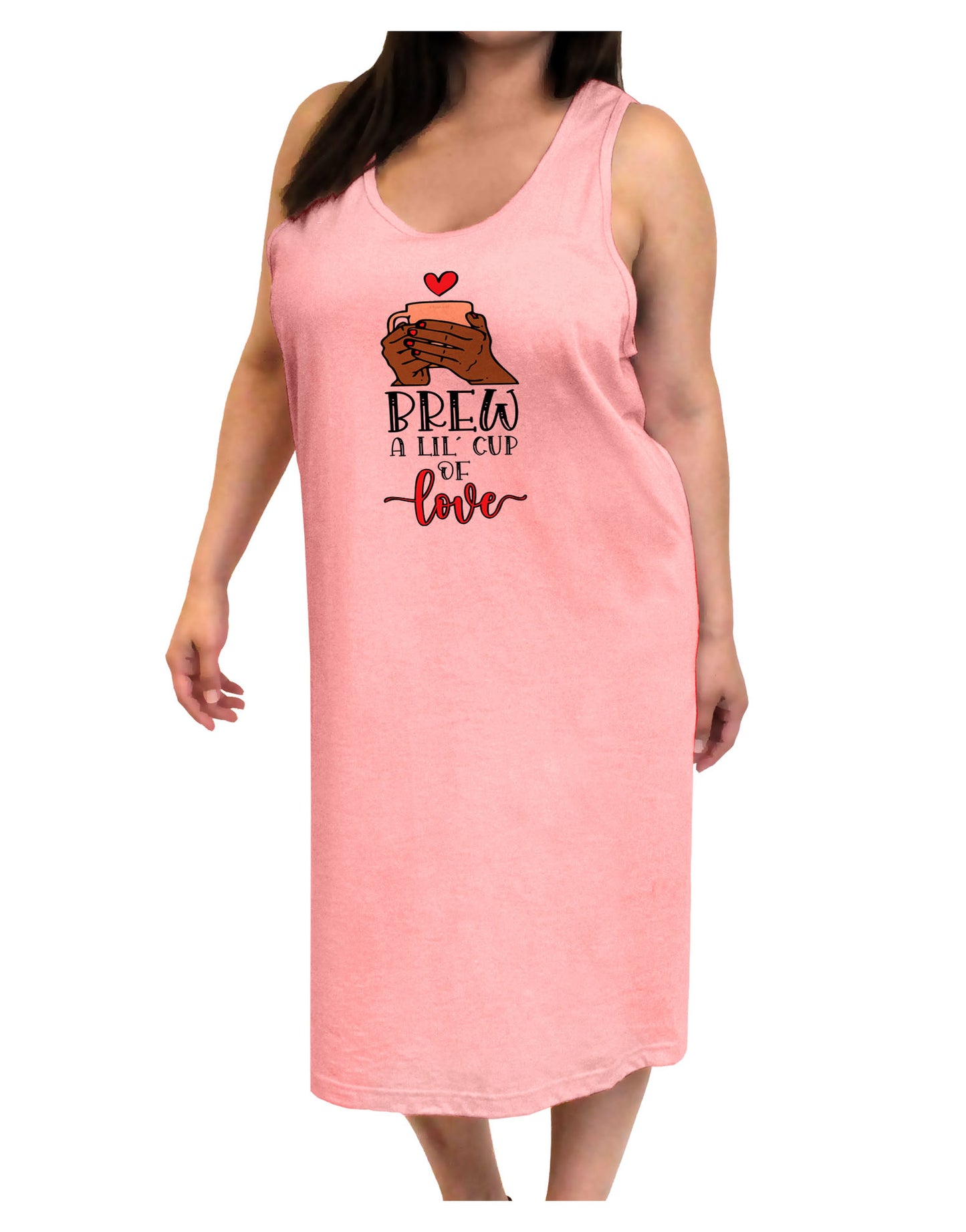 Brew a lil cup of love Adult Tank Top Dress Night Shirt-Night Shirt-TooLoud-Pink-One-Size-Adult-Davson Sales