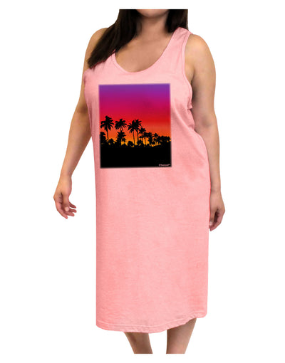 Palm Trees and Sunset Design Adult Tank Top Dress Night Shirt by TooLoud-Night Shirt-TooLoud-Pink-One-Size-Adult-Davson Sales