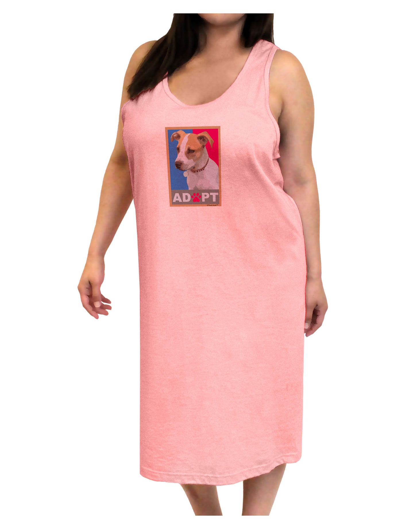 Adopt Cute Puppy Cat Adoption Adult Tank Top Dress Night Shirt-Night Shirt-TooLoud-Pink-One-Size-Adult-Davson Sales