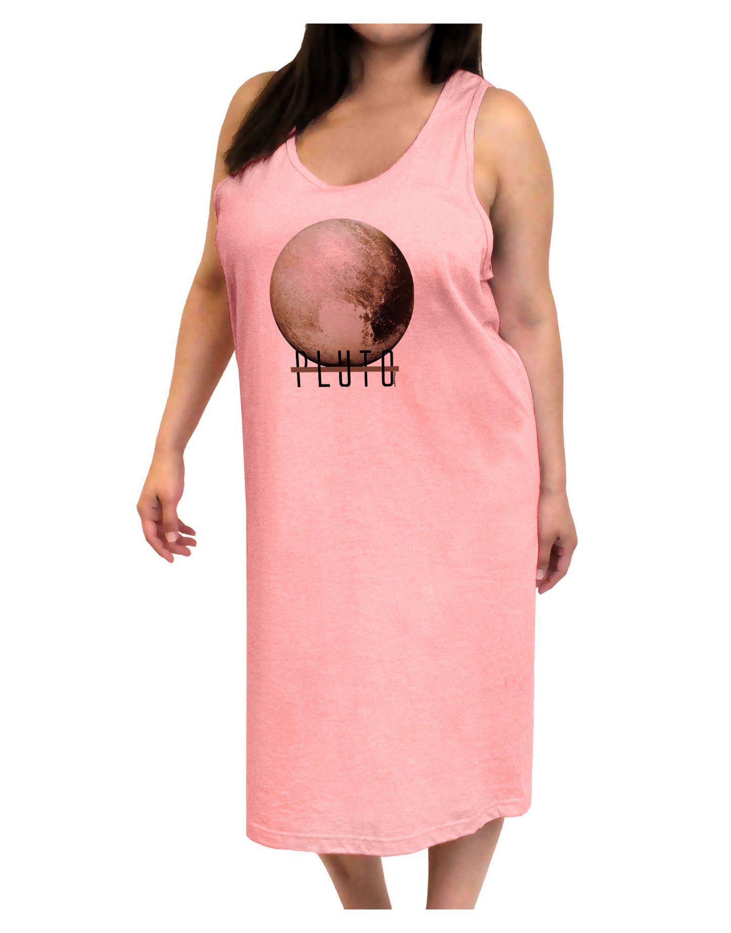 Planet Pluto Text Adult Tank Top Dress Night Shirt-Night Shirt-TooLoud-Pink-One-Size-Adult-Davson Sales
