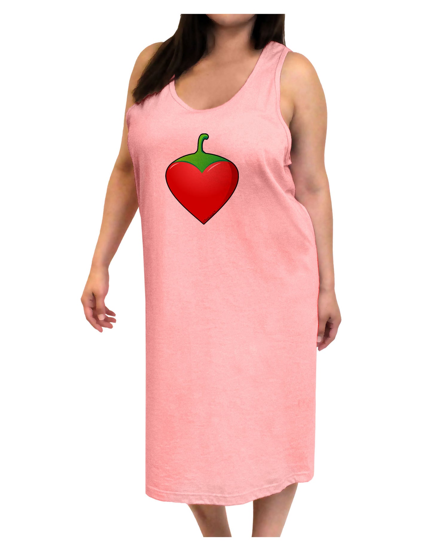 Chili Pepper Heart Adult Tank Top Dress Night Shirt-Night Shirt-TooLoud-Pink-One-Size-Adult-Davson Sales