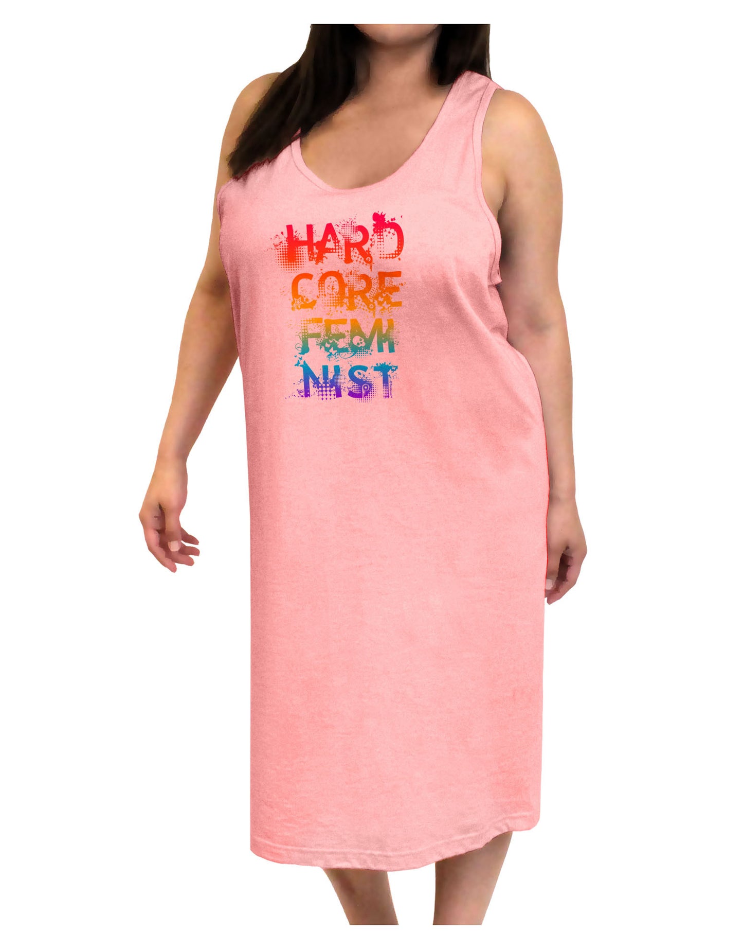 Hardcore Feminist - Rainbow Adult Tank Top Dress Night Shirt-Night Shirt-TooLoud-Pink-One-Size-Adult-Davson Sales
