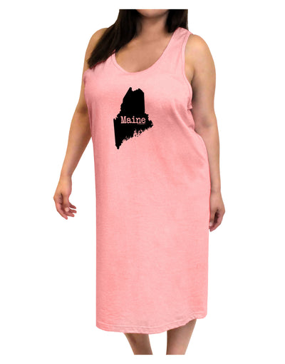 Maine - United States Shape Adult Tank Top Dress Night Shirt by TooLoud-Night Shirt-TooLoud-Pink-One-Size-Adult-Davson Sales