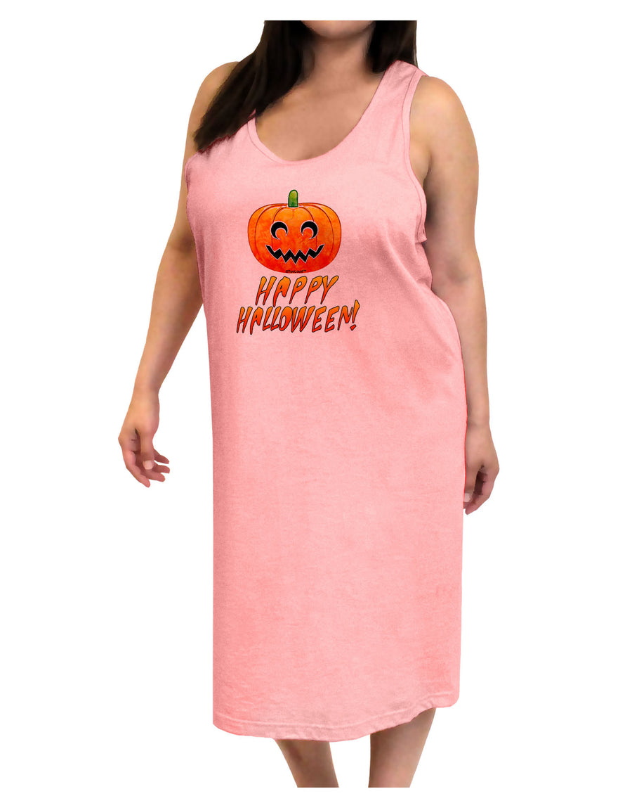 Jack-O-Lantern Watercolor Halloween Adult Tank Top Dress Night Shirt-Night Shirt-TooLoud-White-One-Size-Adult-Davson Sales