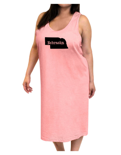 Nebraska - United States Shape Adult Tank Top Dress Night Shirt by TooLoud-Night Shirt-TooLoud-Pink-One-Size-Adult-Davson Sales