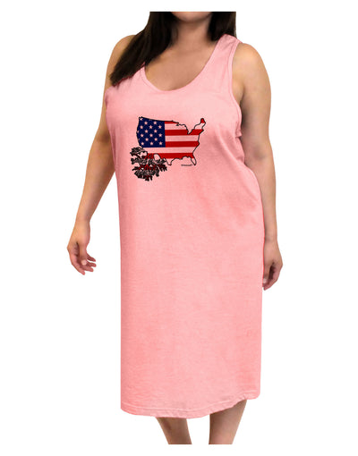 American Roots Design - American Flag Adult Tank Top Dress Night Shirt by TooLoud-Night Shirt-TooLoud-Pink-One-Size-Adult-Davson Sales