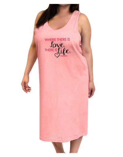 TooLoud Where There Is Love Gandhi Adult Tank Top Dress Night Shirt-Night Shirt-TooLoud-Pink-One-Size-Adult-Davson Sales