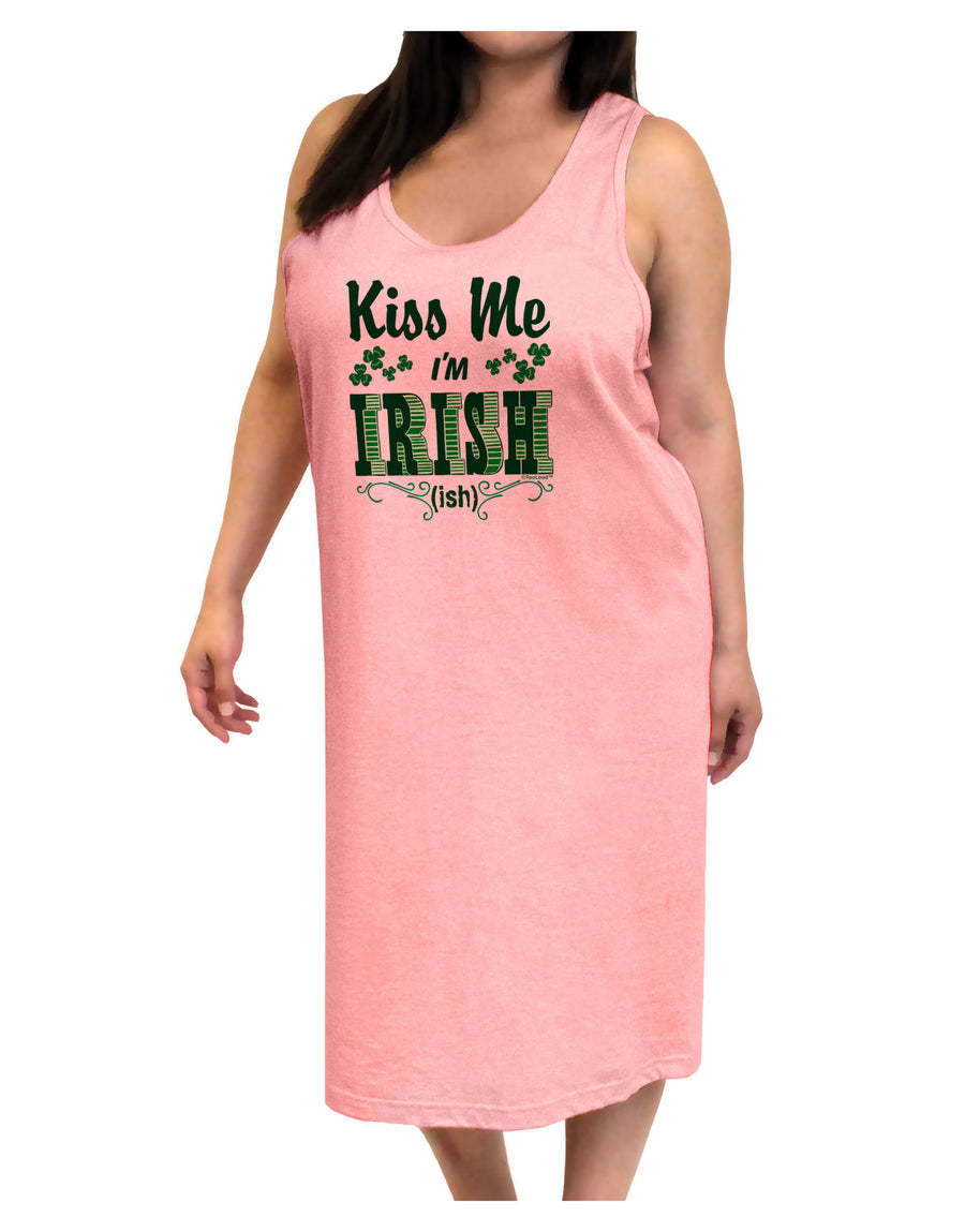 Kiss Me I'm Irish-ish Adult Tank Top Dress Night Shirt-Night Shirt-TooLoud-White-One-Size-Adult-Davson Sales