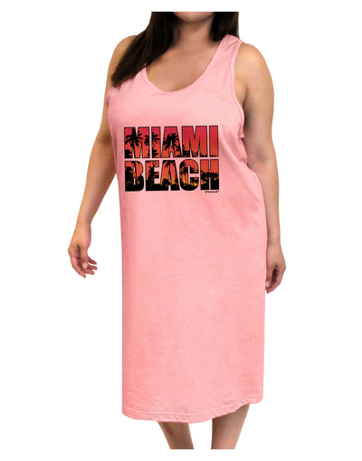 Miami Beach - Sunset Palm Trees Adult Tank Top Dress Night Shirt by TooLoud-Night Shirt-TooLoud-Pink-One-Size-Adult-Davson Sales