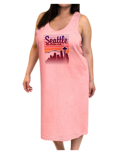 Seattle Washington Sunset Adult Tank Top Dress Night Shirt-Night Shirt-TooLoud-Pink-One-Size-Adult-Davson Sales