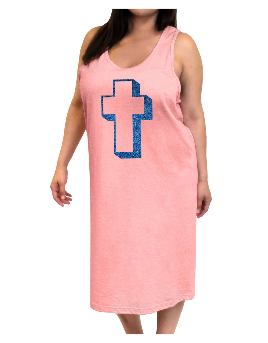 Simple Cross Design Glitter - Blue Adult Tank Top Dress Night Shirt by TooLoud-Night Shirt-TooLoud-White-One-Size-Davson Sales