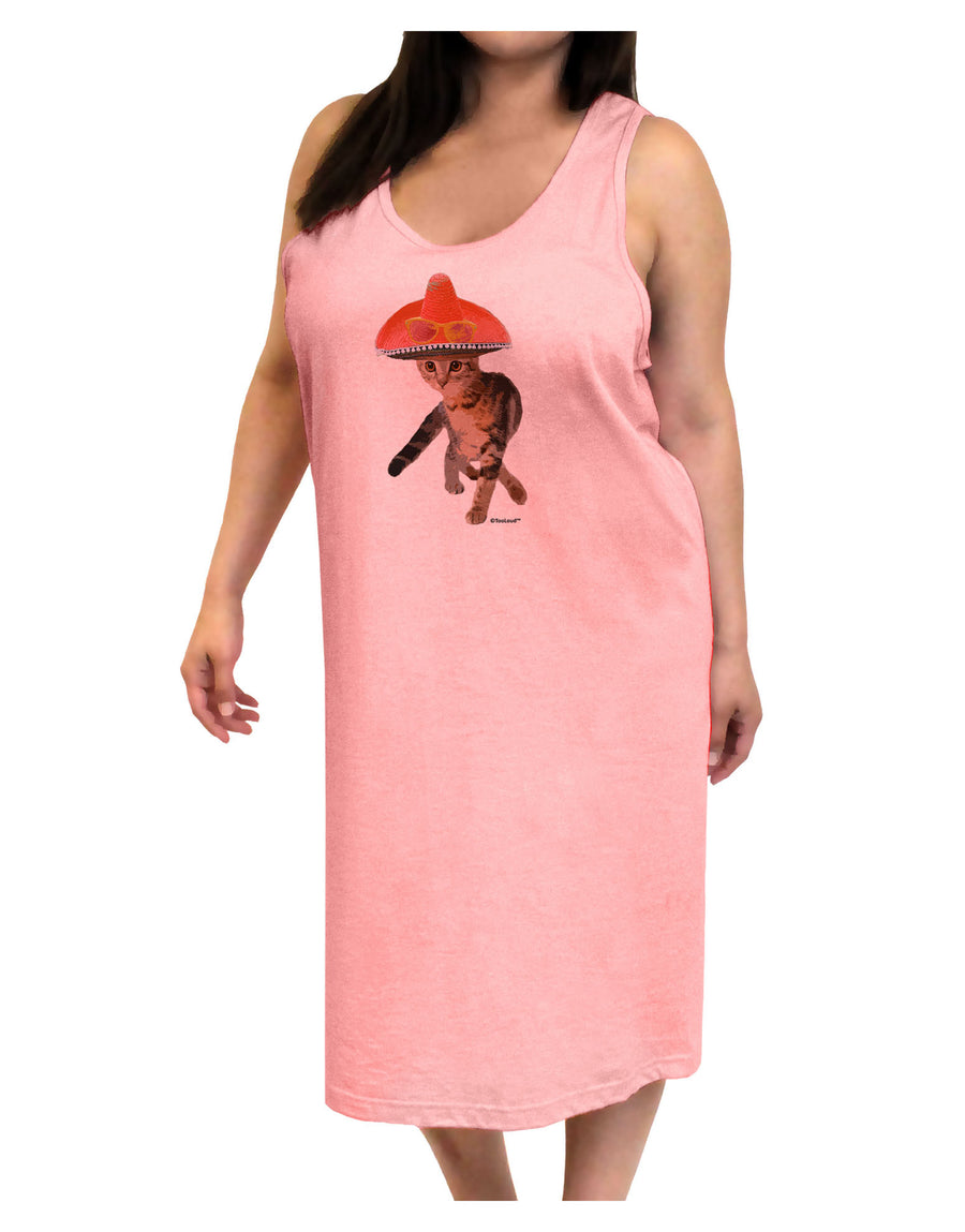 Cat with Pink Sombrero and Sunglasses Adult Tank Top Dress Night Shirt by TooLoud-Night Shirt-TooLoud-White-One-Size-Davson Sales