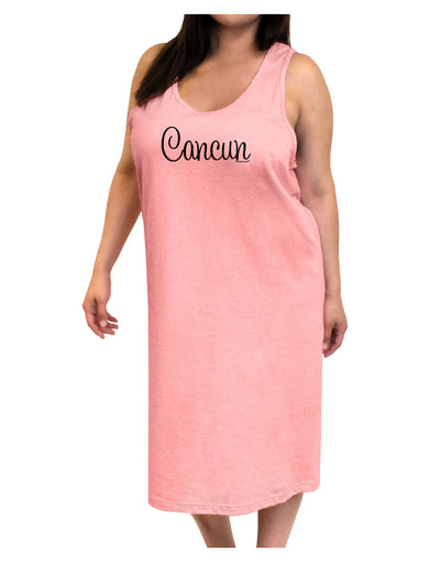 Cancun Mexico - Script Text Adult Tank Top Dress Night Shirt-Night Shirt-TooLoud-Pink-One-Size-Adult-Davson Sales