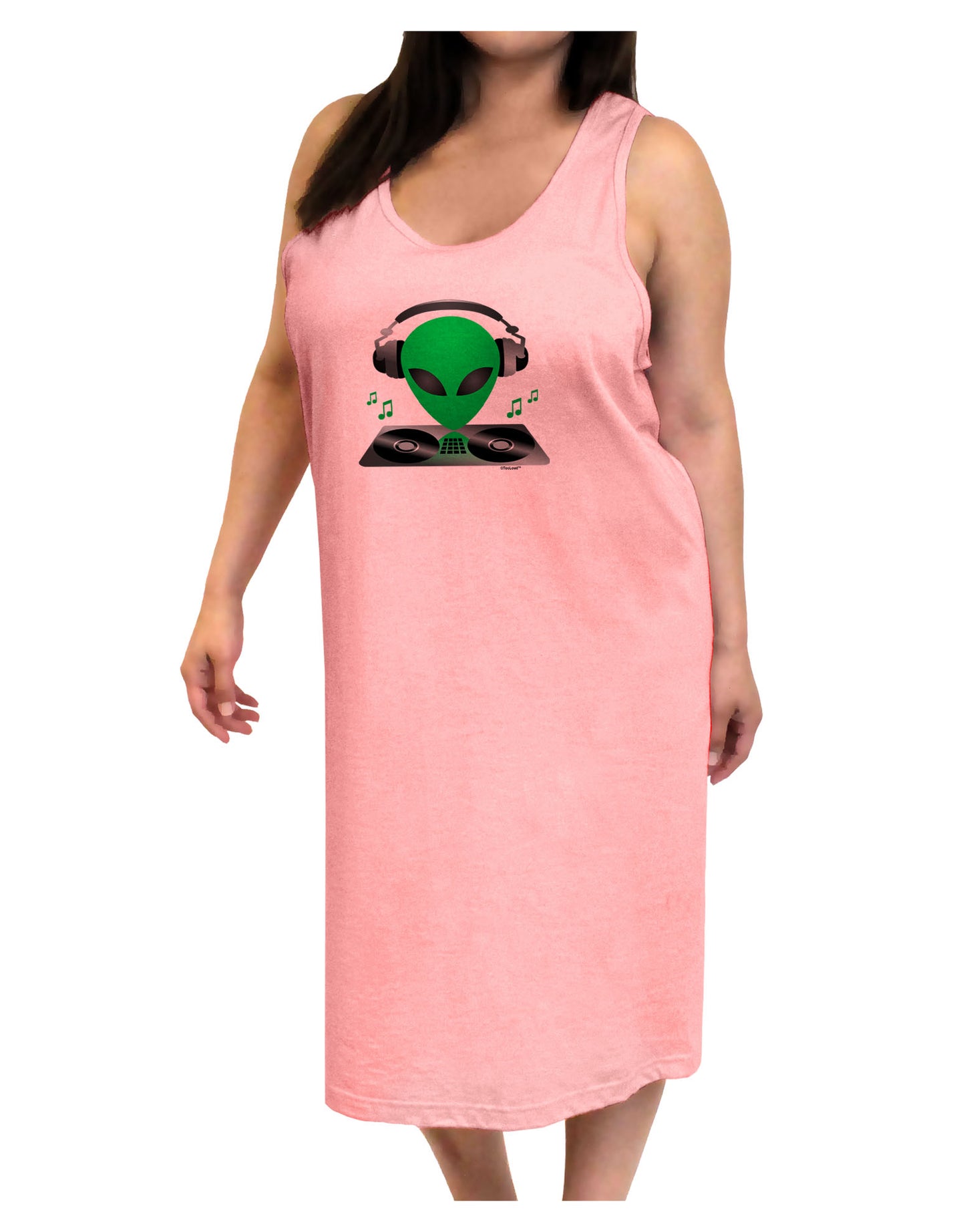 Alien DJ Adult Tank Top Dress Night Shirt-Night Shirt-TooLoud-Pink-One-Size-Adult-Davson Sales