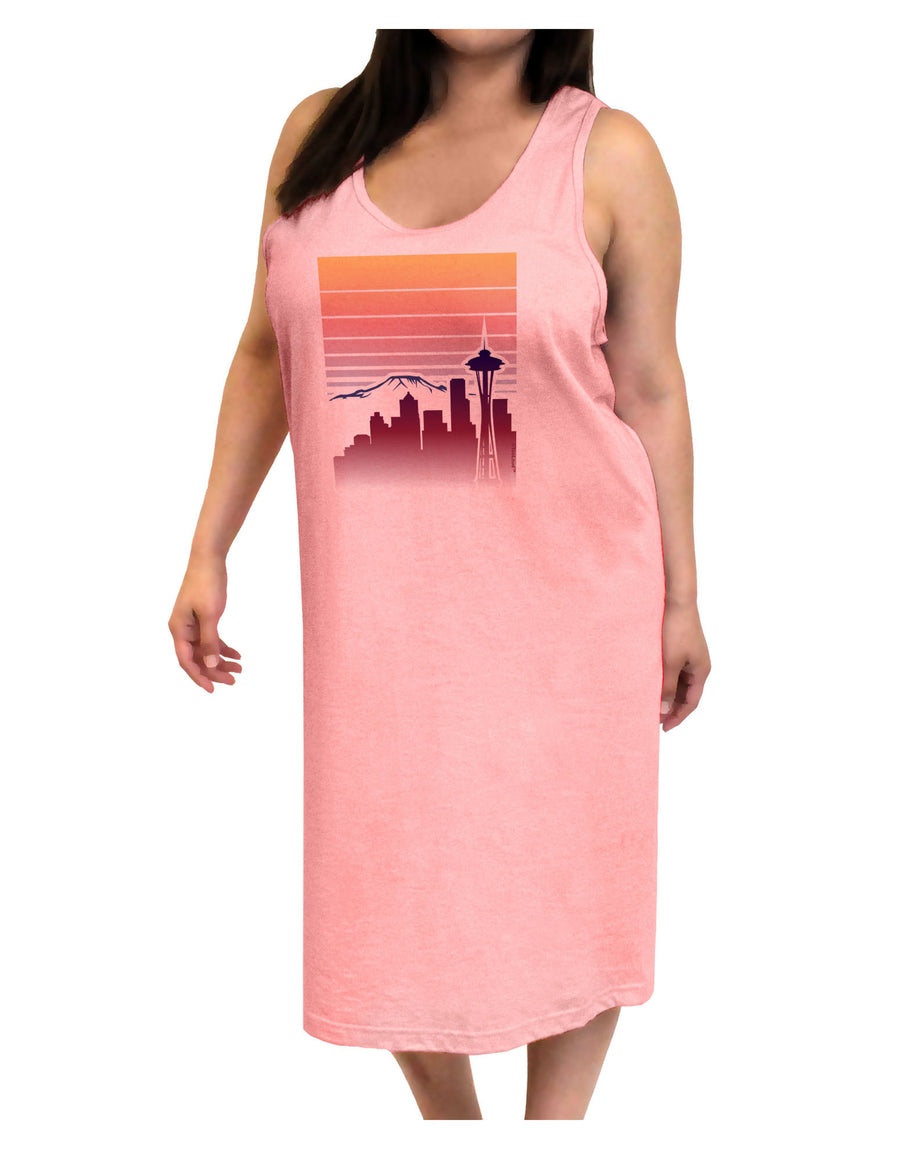 Seattle Skyline Sunrise Adult Tank Top Dress Night Shirt-Night Shirt-TooLoud-White-One-Size-Adult-Davson Sales