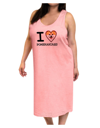 I Love Heart Pomeranians Adult Tank Top Dress Night Shirt-Night Shirt-TooLoud-Pink-One-Size-Adult-Davson Sales