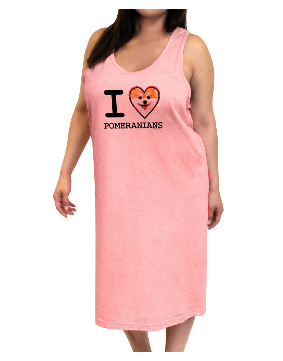 I Love Heart Pomeranians Adult Tank Top Dress Night Shirt-Night Shirt-TooLoud-White-One-Size-Adult-Davson Sales