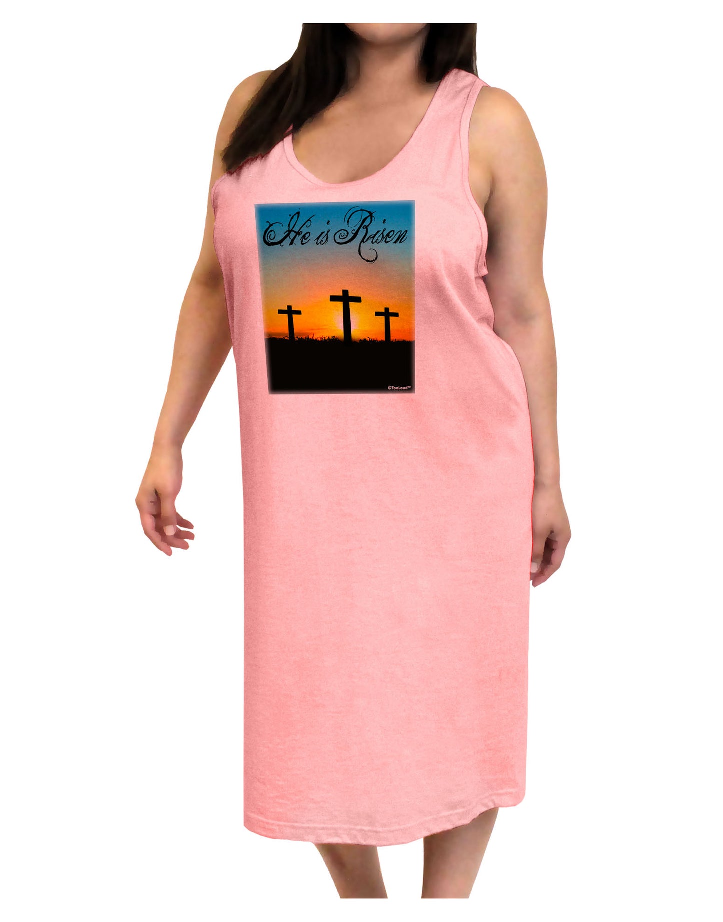Three Crosses Sunrise - He Is Risen Adult Tank Top Dress Night Shirt by TooLoud-Night Shirt-TooLoud-Pink-One-Size-Adult-Davson Sales