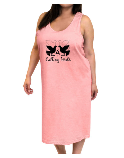 Four Calling Birds Text Adult Tank Top Dress Night Shirt-Night Shirt-TooLoud-Pink-One-Size-Adult-Davson Sales