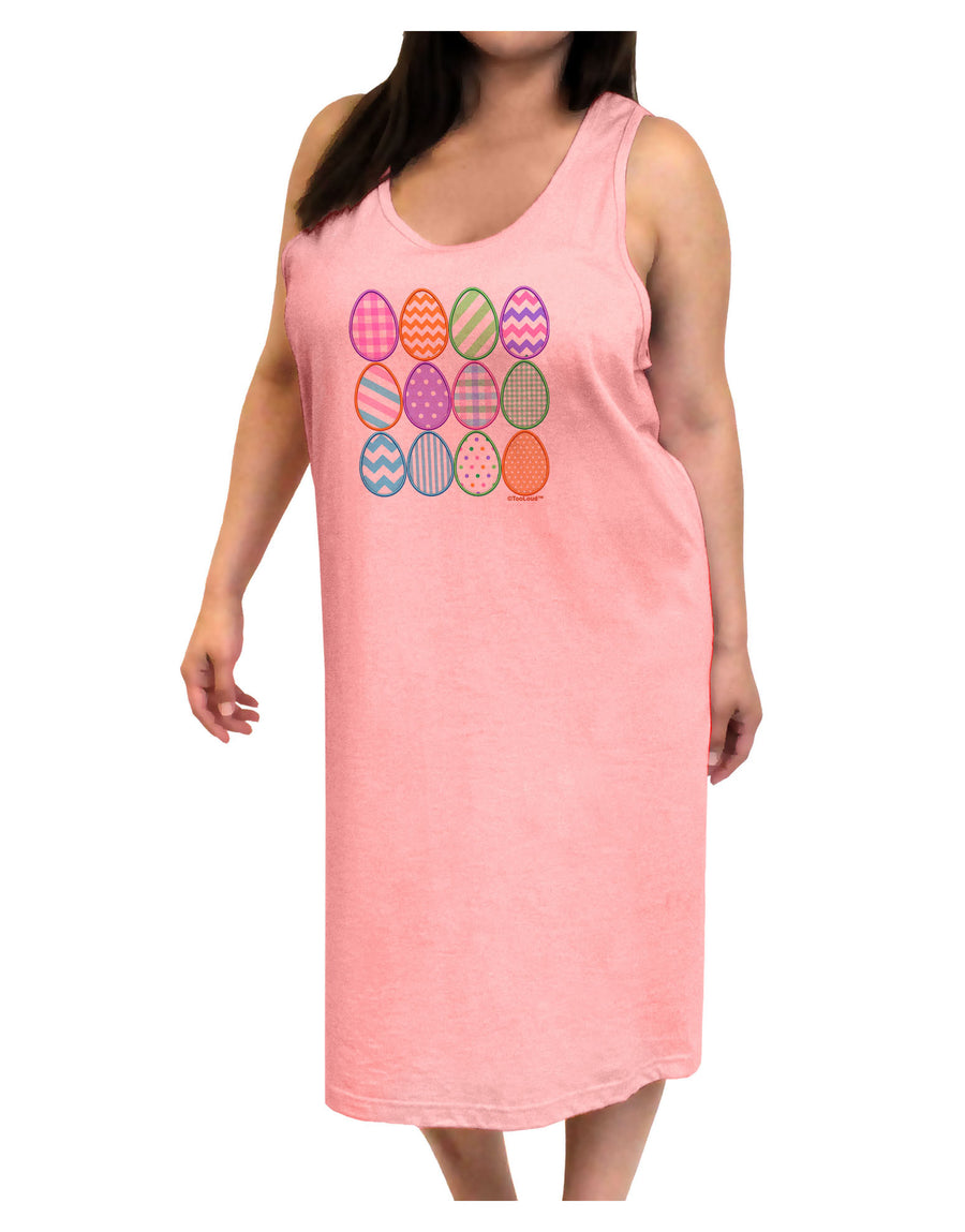 Cute Faux Applique Easter Eggs Adult Tank Top Dress Night Shirt-Night Shirt-TooLoud-White-One-Size-Adult-Davson Sales