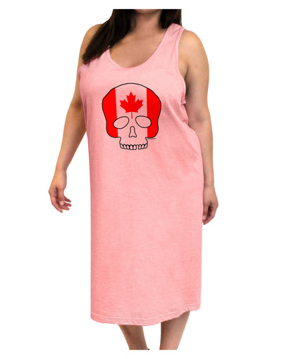 Skull Flag Canada Adult Tank Top Dress Night Shirt-Night Shirt-TooLoud-Pink-One-Size-Adult-Davson Sales