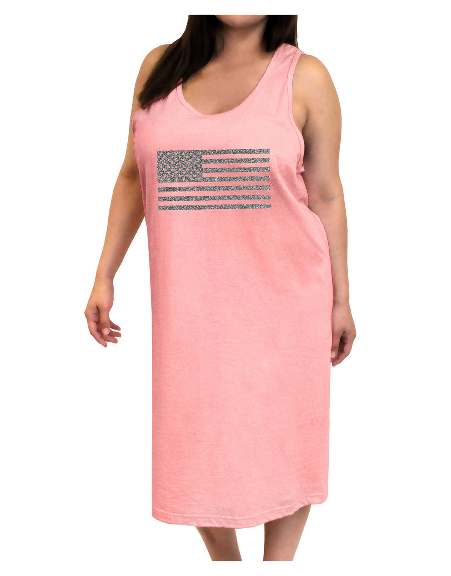 American Flag Glitter - Silver Adult Tank Top Dress Night Shirt-Night Shirt-TooLoud-White-One-Size-Adult-Davson Sales