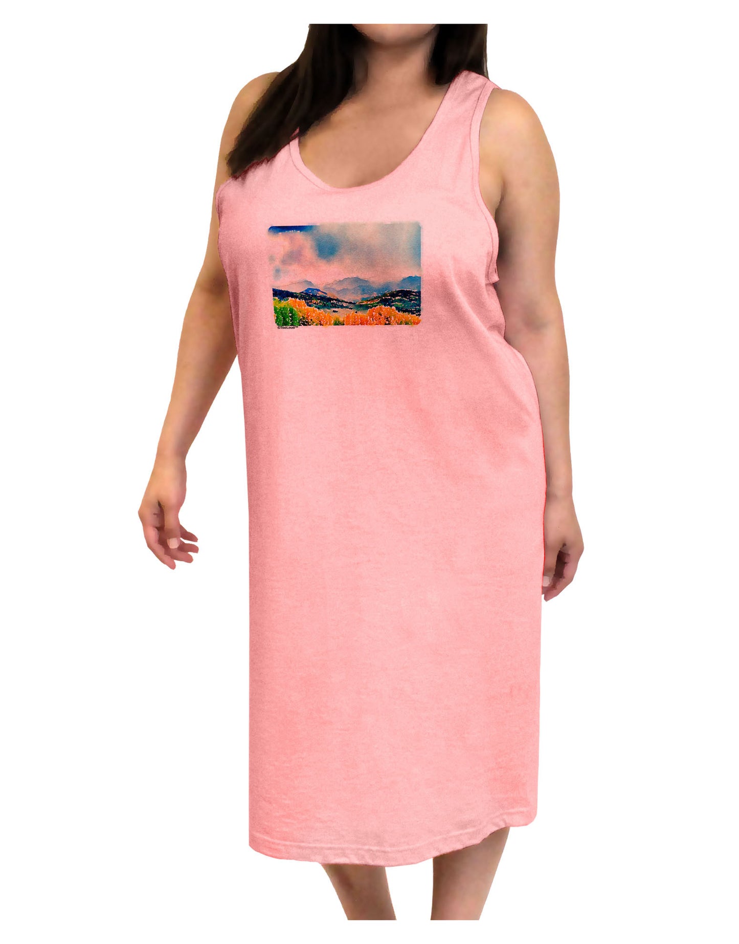 Colorado Mountain Scene Adult Tank Top Dress Night Shirt-Night Shirt-TooLoud-Pink-One-Size-Adult-Davson Sales