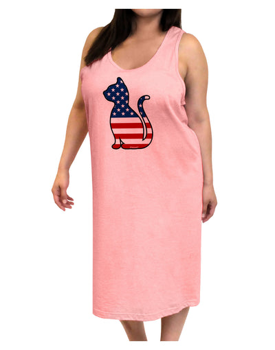 Patriotic Cat Design Adult Tank Top Dress Night Shirt by TooLoud-Night Shirt-TooLoud-Pink-One-Size-Adult-Davson Sales