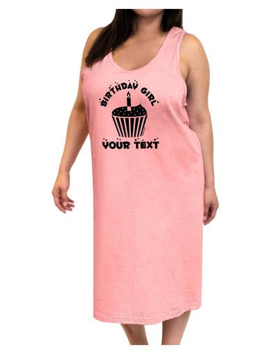 Personalized Birthday Girl Cupcake -Customizable- Name Adult Tank Top Dress Night Shirt-Night Shirt-TooLoud-Pink-One-Size-Adult-Davson Sales