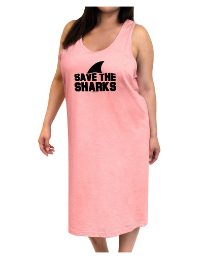 Save The Sharks - Fin Adult Tank Top Dress Night Shirt-Night Shirt-TooLoud-Pink-One-Size-Adult-Davson Sales