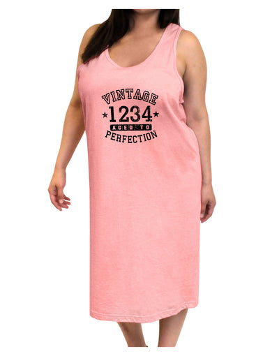 Personalized Vintage Birth Year Distressed Adult Tank Top Dress Night Shirt by TooLoud-Night Shirt-TooLoud-Pink-One-Size-Adult-Davson Sales