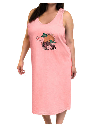 TooLoud Pugs and Kisses Adult Tank Top Dress Night Shirt-Night Shirt-TooLoud-Pink-One-Size-Adult-Davson Sales