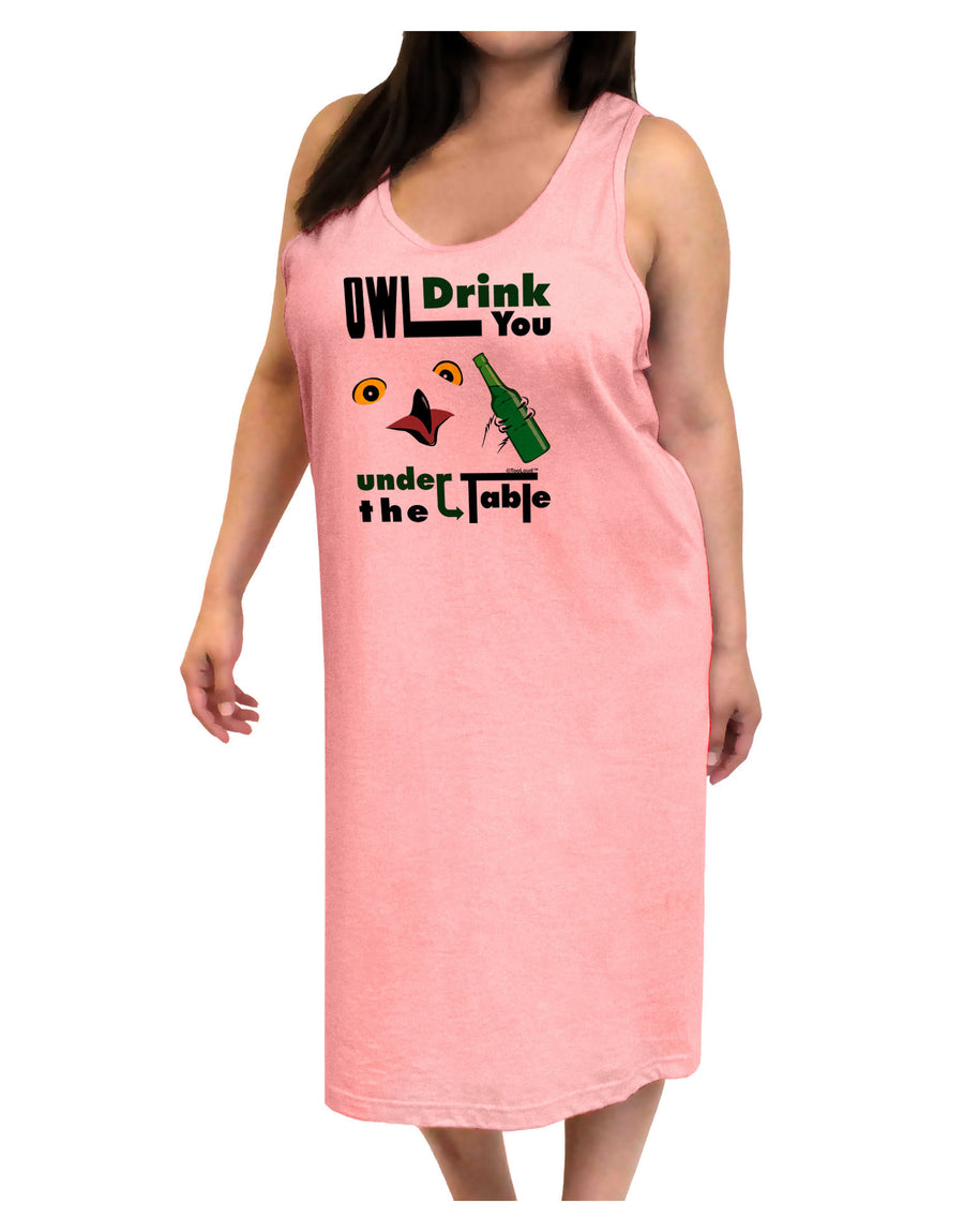 Owl Drink You Under the Table Adult Tank Top Dress Night Shirt-Night Shirt-TooLoud-White-One-Size-Adult-Davson Sales