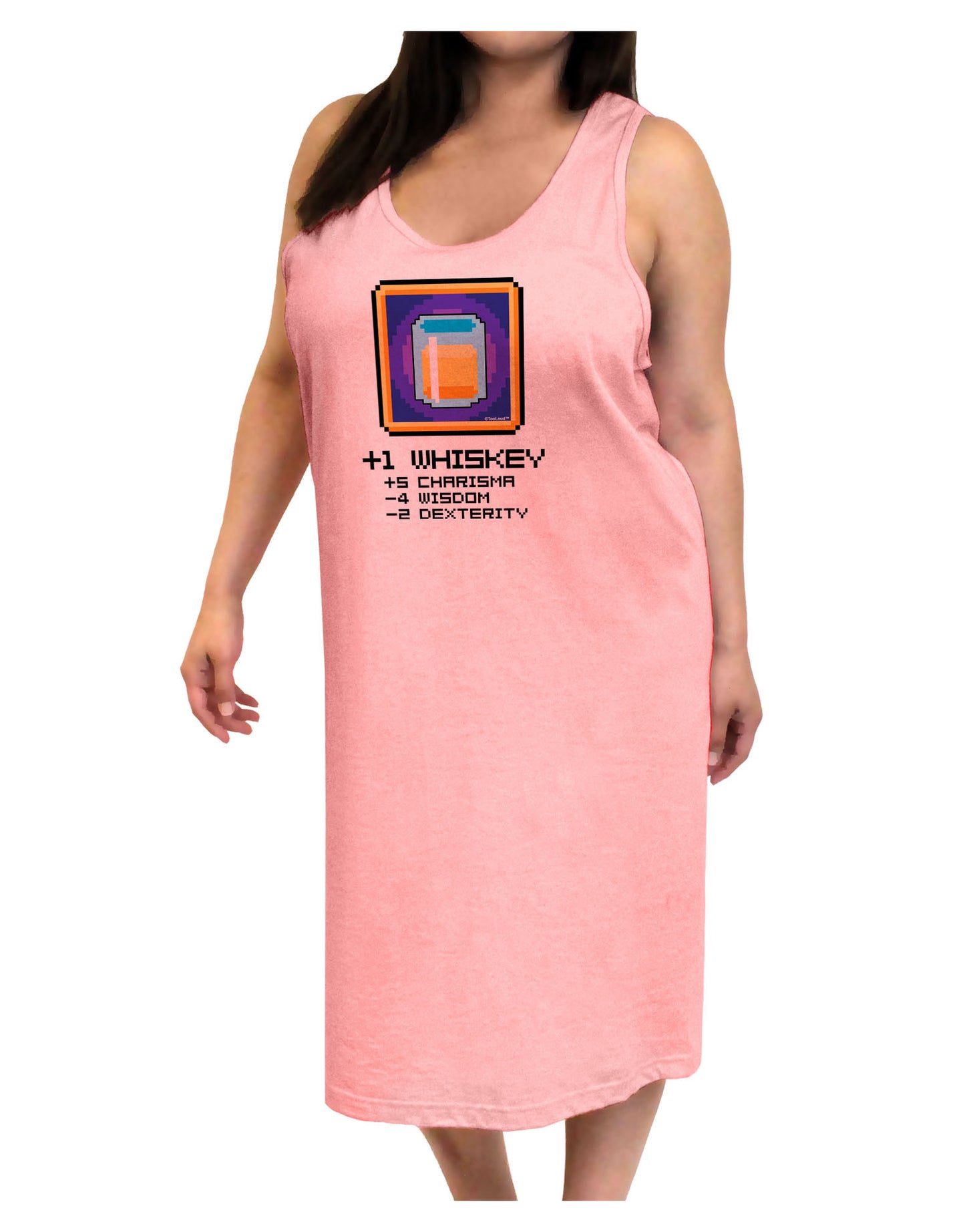 Pixel Whiskey Item Adult Tank Top Dress Night Shirt-Night Shirt-TooLoud-Pink-One-Size-Adult-Davson Sales