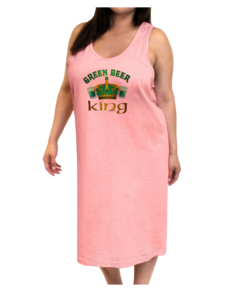 Green Beer King Adult Tank Top Dress Night Shirt-Night Shirt-TooLoud-White-One-Size-Adult-Davson Sales