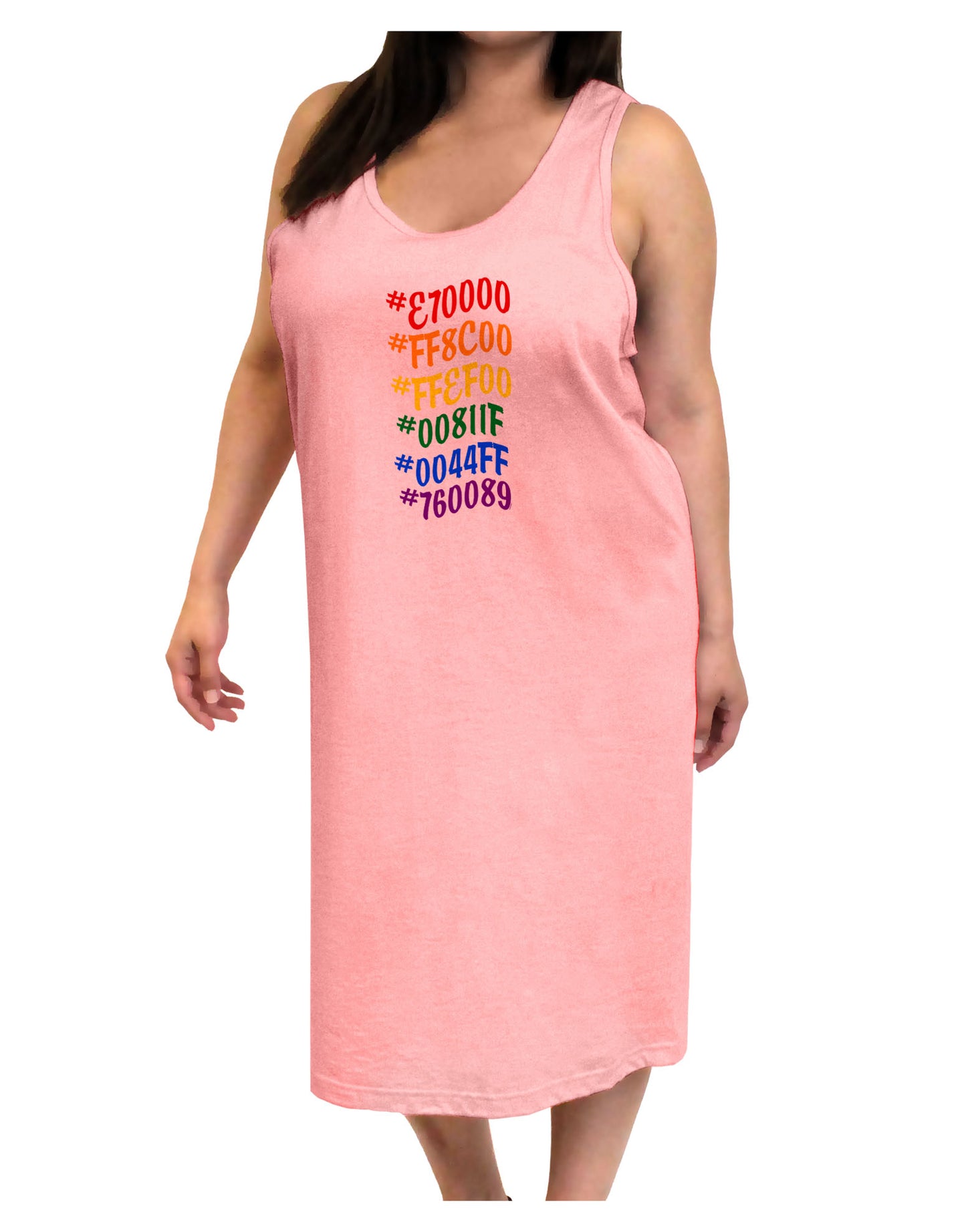 TooLoud Pride Flag Hex Code Adult Tank Top Dress Night Shirt-Night Shirt-TooLoud-Pink-One-Size-Adult-Davson Sales